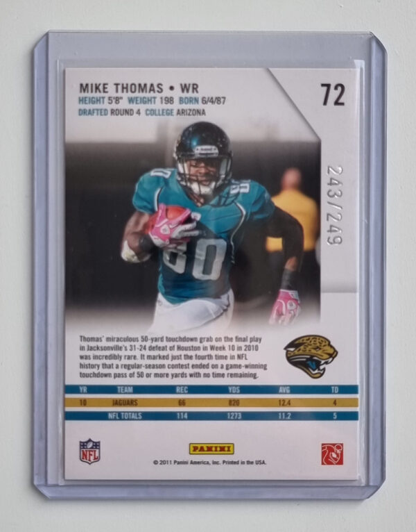 2011 Rookies and Stars Longevity Parallel Silver #72 Mike Thomas – Image 2