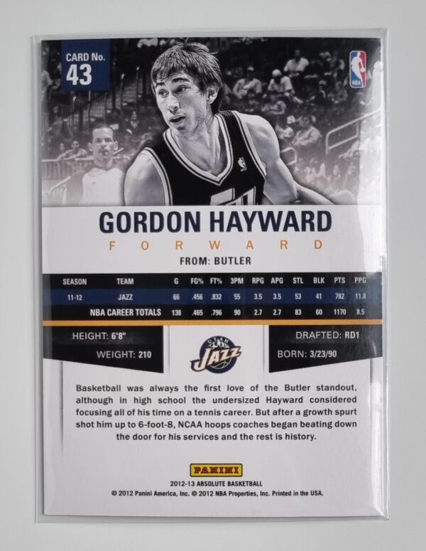 2012-13 Absolute #43 Gordon Hayward – Image 2