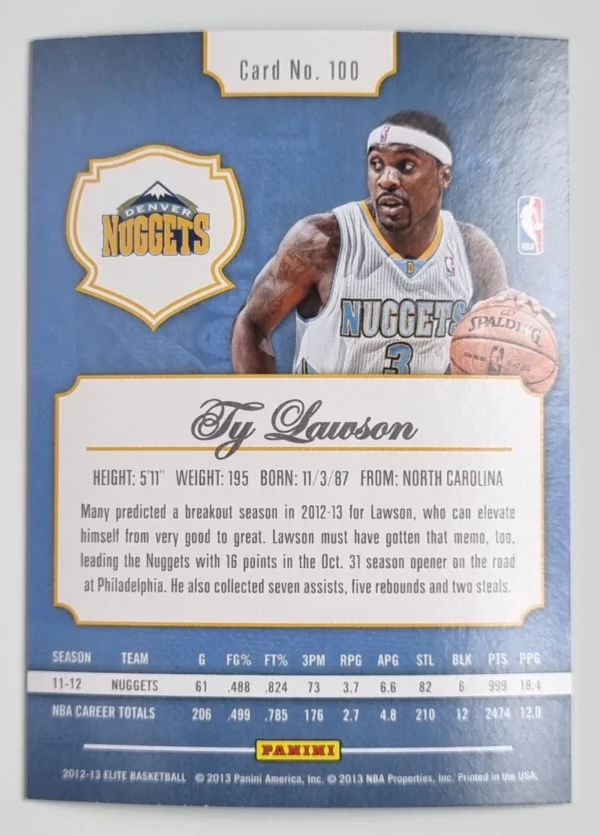 2012-13 Elite #100 Ty Lawson – Image 2