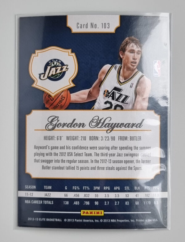 2012-13 Elite #103 Gordon Hayward – Image 2