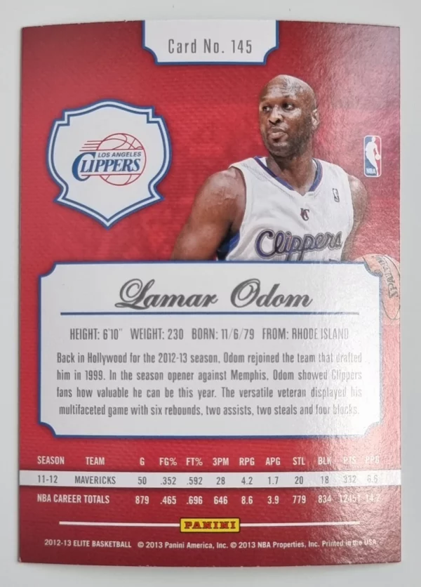 2012-13 Elite #145 Lamar Odom – Image 2