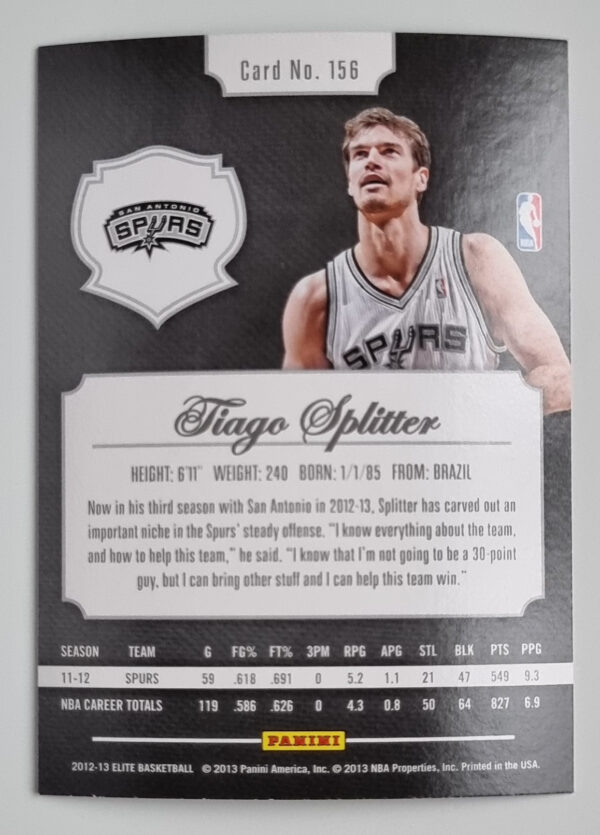 2012-13 Elite #156 Tiago Splitter – Image 2