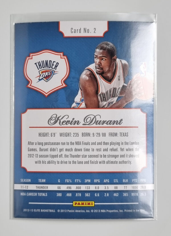 2012-13 Elite #2 Kevin Durant – Image 2