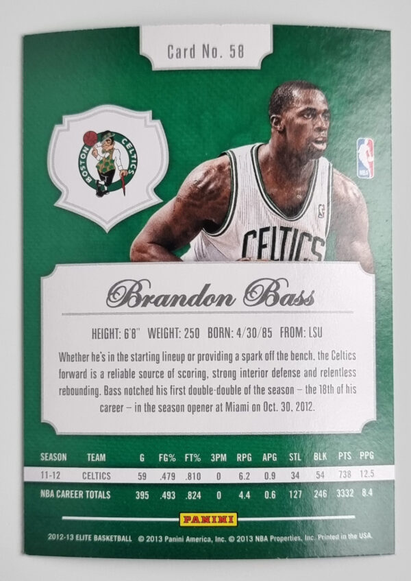2012-13 Elite #58 Brandon Bass – Image 2