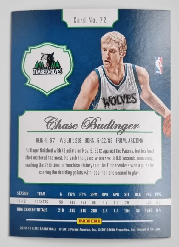 2012-13 Elite #72 Chase Budinger – Image 2