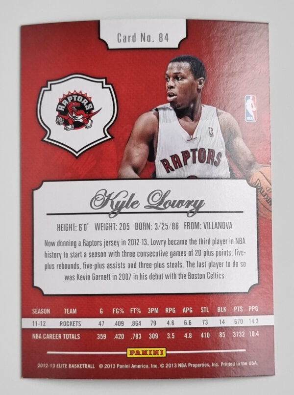 2012-13 Elite #84 Kyle Lowry – Image 2