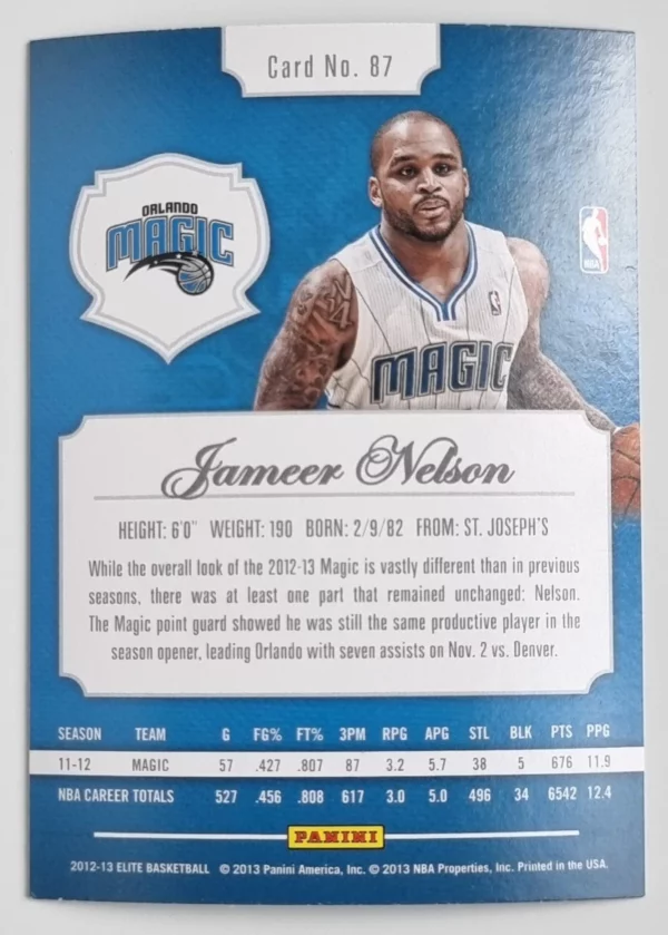 2012-13 Elite #87 Jameer Nelson – Image 2