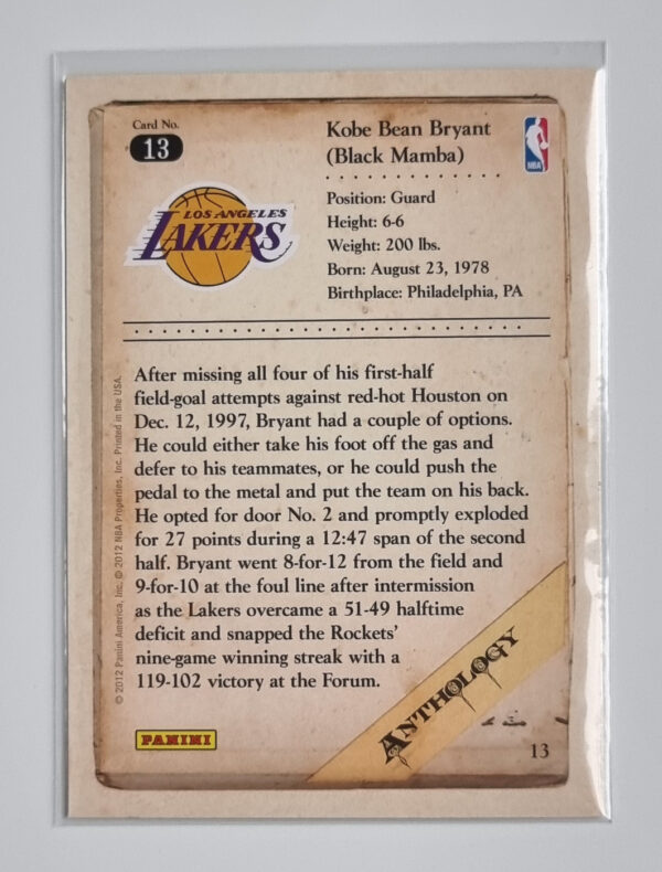 2012-13 Panini Kobe Anthology #13 Kobe Bryant – Image 2
