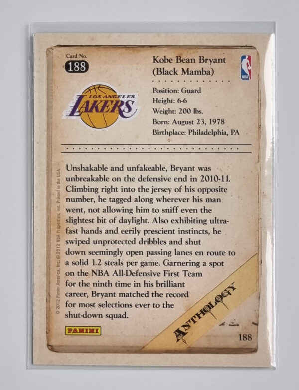 2012-13 Panini Kobe Anthology #188 Kobe Bryant – Image 2