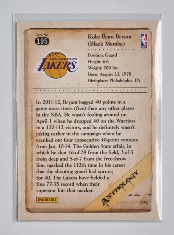 2012-13 Panini Kobe Anthology #195 Kobe Bryant – Image 2