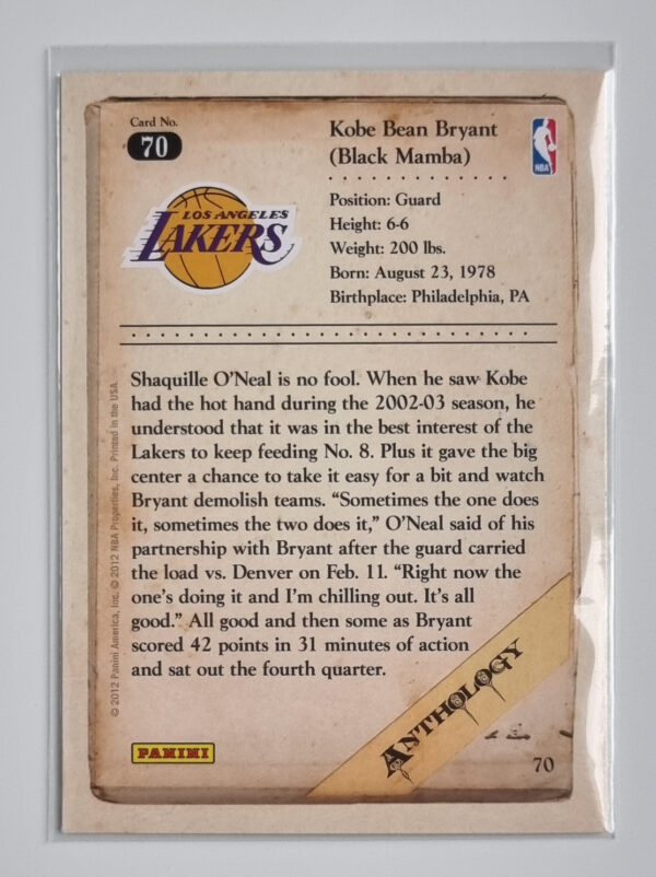 2012-13 Panini Kobe Anthology #70 Kobe Bryant – Image 2