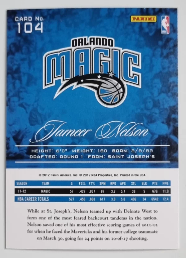 2012-13 Prestige #104 Jameer Nelson – Image 2