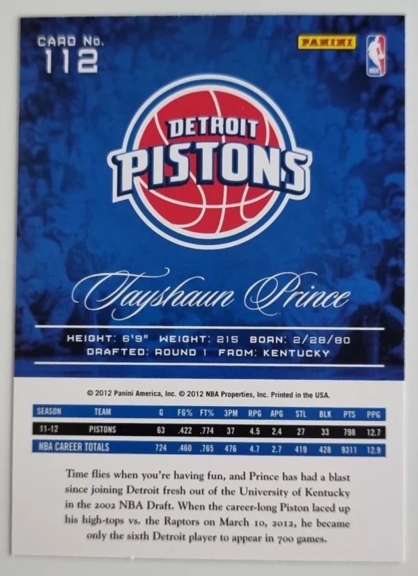 2012-13 Prestige #112 Tayshaun Prince – Image 2