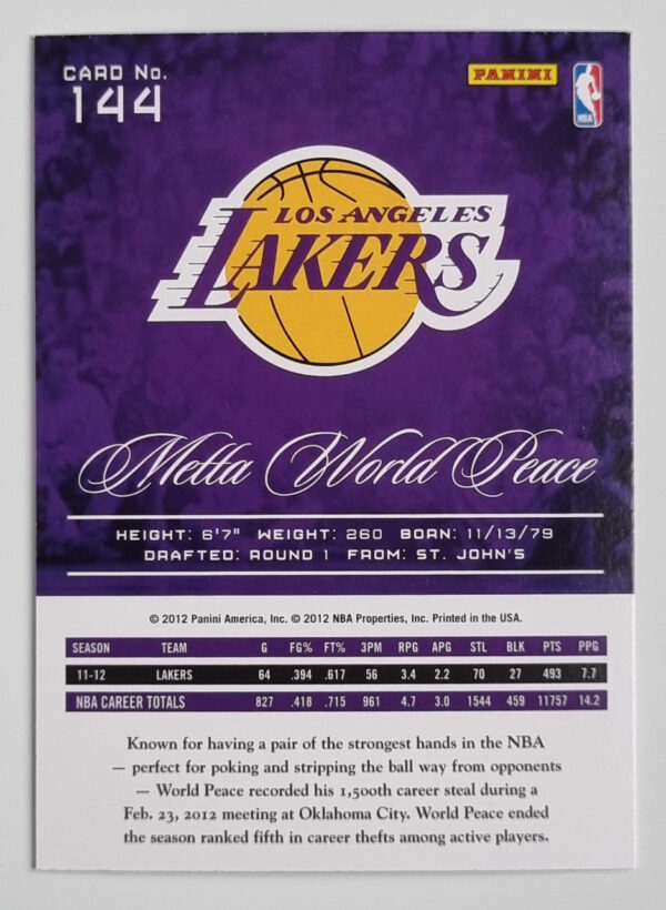 2012-13 Prestige #144 Metta World Peace – Image 2