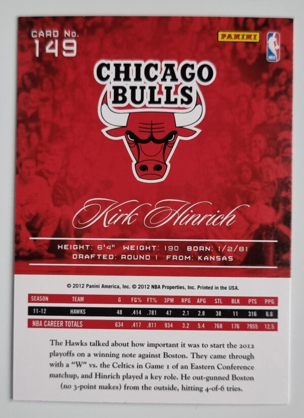 2012-13 Prestige #149 Kirk Hinrich – Image 2
