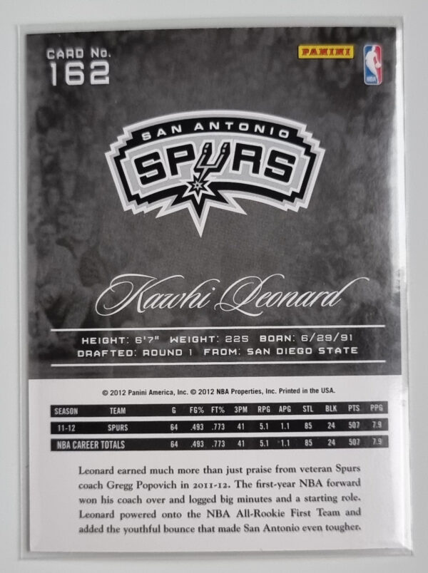 2012-13 Prestige #162 Kawhi Leonard RC – Image 2