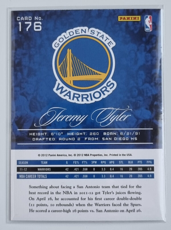 2012-13 Prestige #176 Jeremy Tyler RC – Image 2