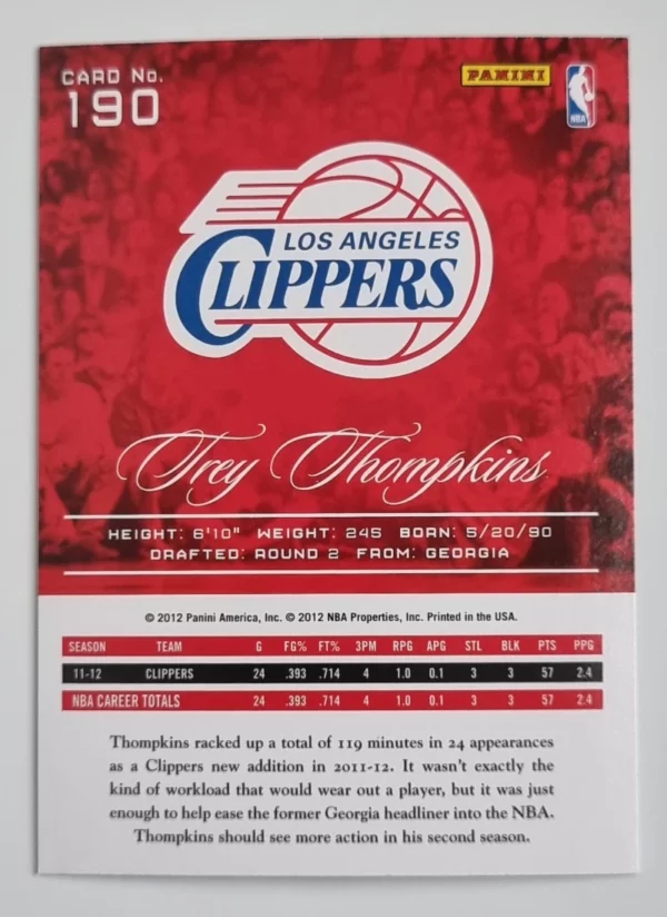 2012-13 Prestige #190 Trey Thompkins RC – Image 2