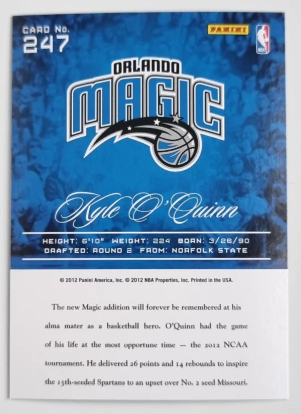 2012-13 Prestige #247 Kyle O'Quinn RC – Image 2