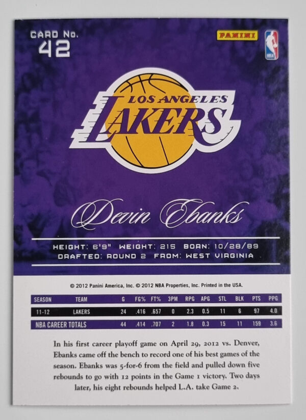 2012-13 Prestige #42 Devin Ebanks – Image 2