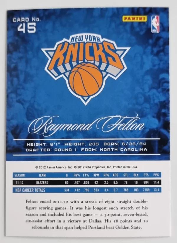 2012-13 Prestige #45 Raymond Felton – Image 2