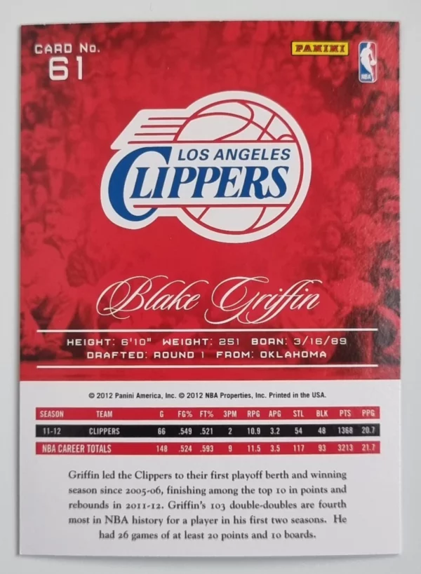 2012-13 Prestige #61 Blake Griffin – Image 2