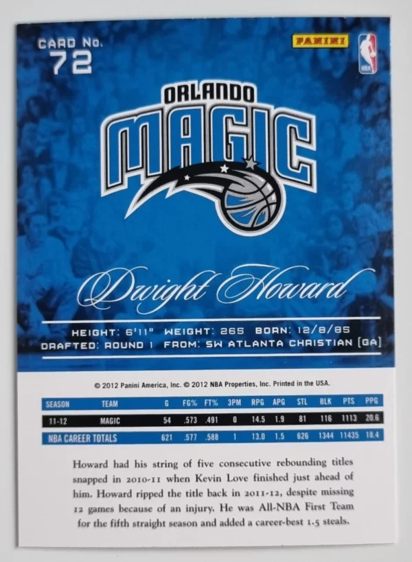2012-13 Prestige #72 Dwight Howard – Image 2