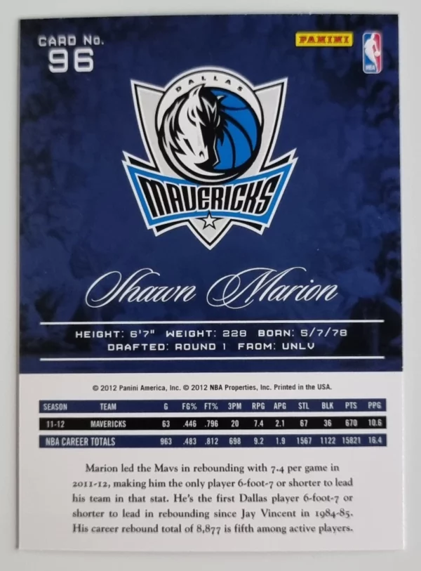 2012-13 Prestige #96 Shawn Marion – Image 2