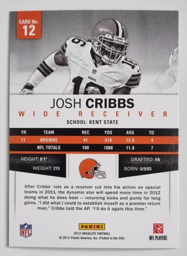 2012 Absolute Retail #12 Josh Cribbs – Image 2