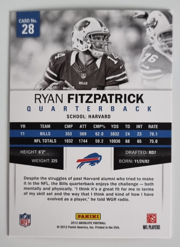 2012 Absolute Retail #28 Ryan Fitzpatrick – Image 2