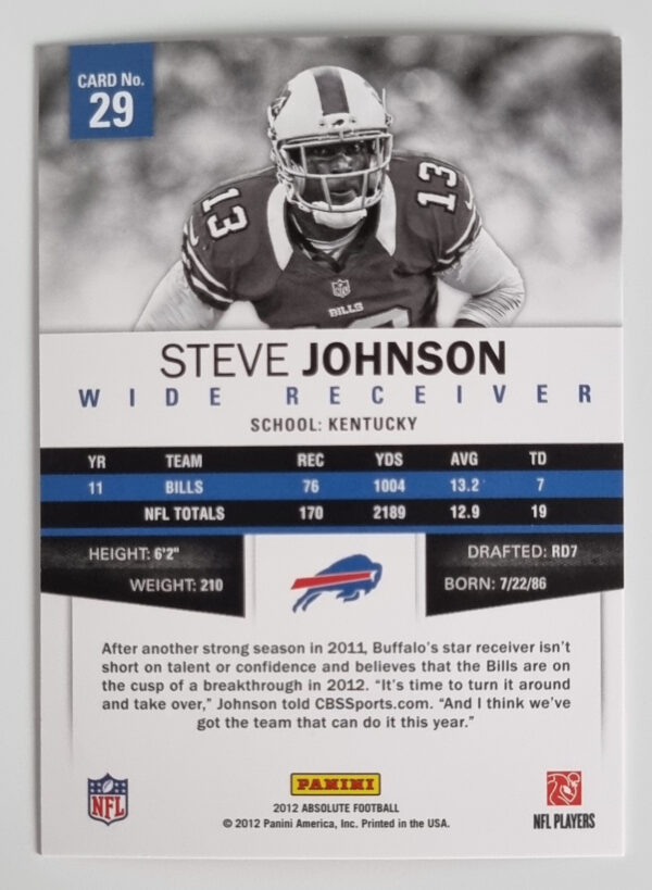 2012 Absolute Retail #29 Steve Johnson – Image 2