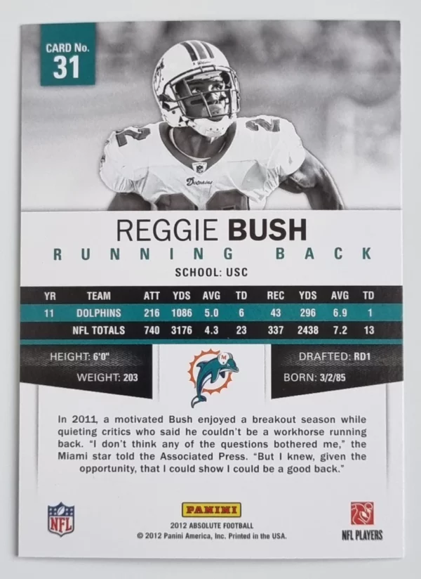 2012 Absolute Retail #31 Reggie Bush – Image 2