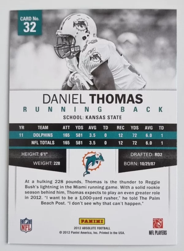 2012 Absolute Retail #32 Daniel Thomas – Image 2