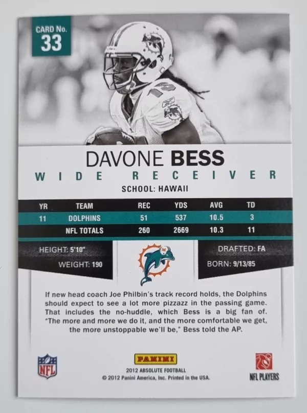 2012 Absolute Retail #33 Davone Bess – Image 2