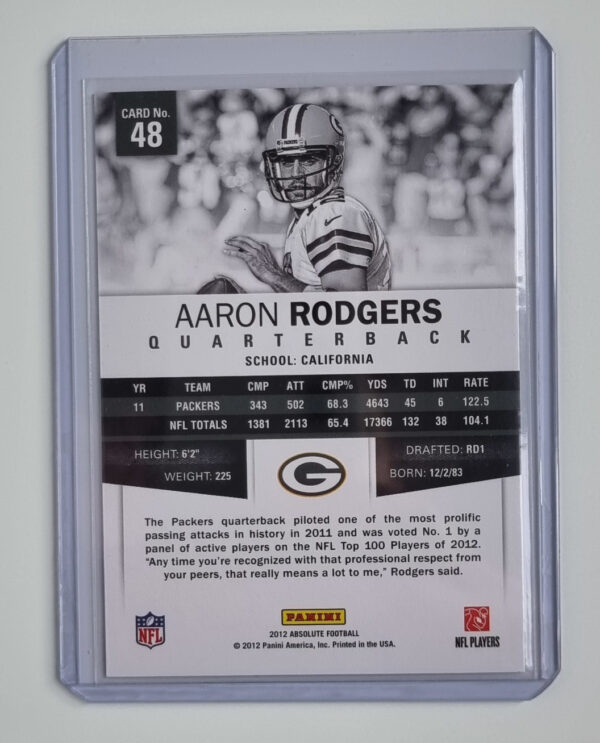 2012 Absolute Retail #48 Aaron Rodgers – Image 2