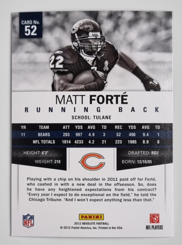 2012 Absolute Retail #52 Matt Forte – Image 2