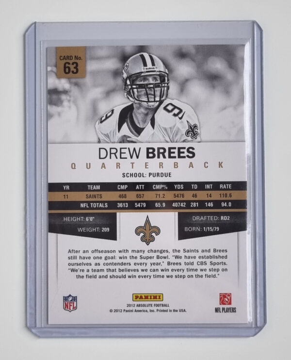 2012 Absolute Retail #63 Drew Brees – Image 2