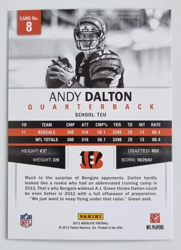 2012 Absolute Retail #8 Andy Dalton – Image 2