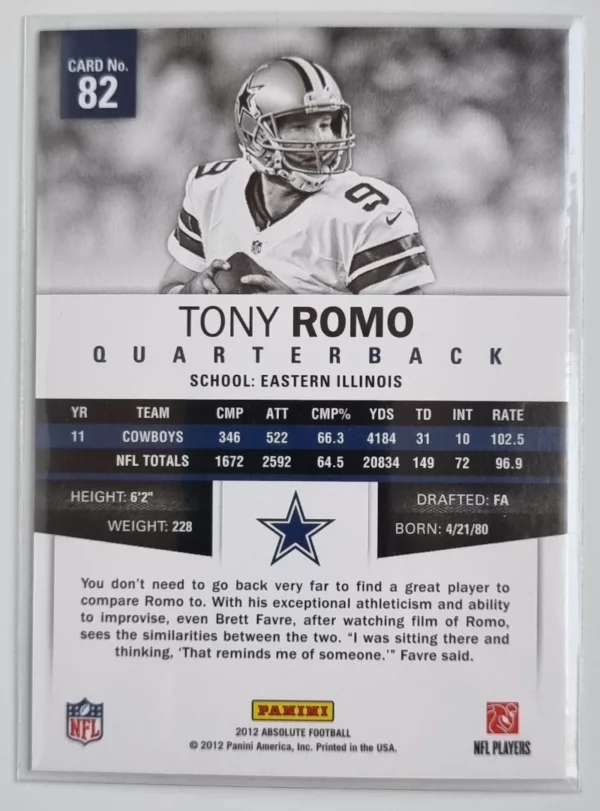 2012 Absolute Retail #82 Tony Romo – Image 2