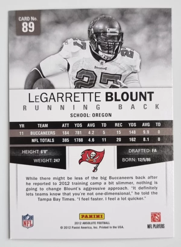 2012 Absolute Retail #89 LeGarrette Blount – Image 2
