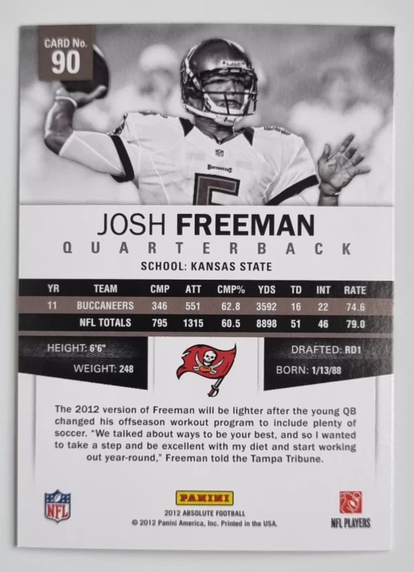 2012 Absolute Retail #90 Josh Freeman – Image 2