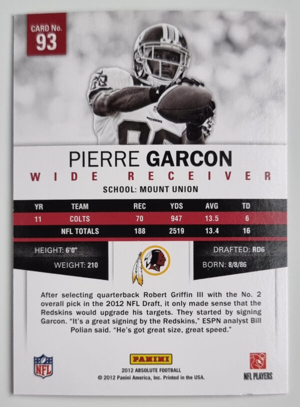 2012 Absolute Retail #93 Pierre Garcon – Image 2