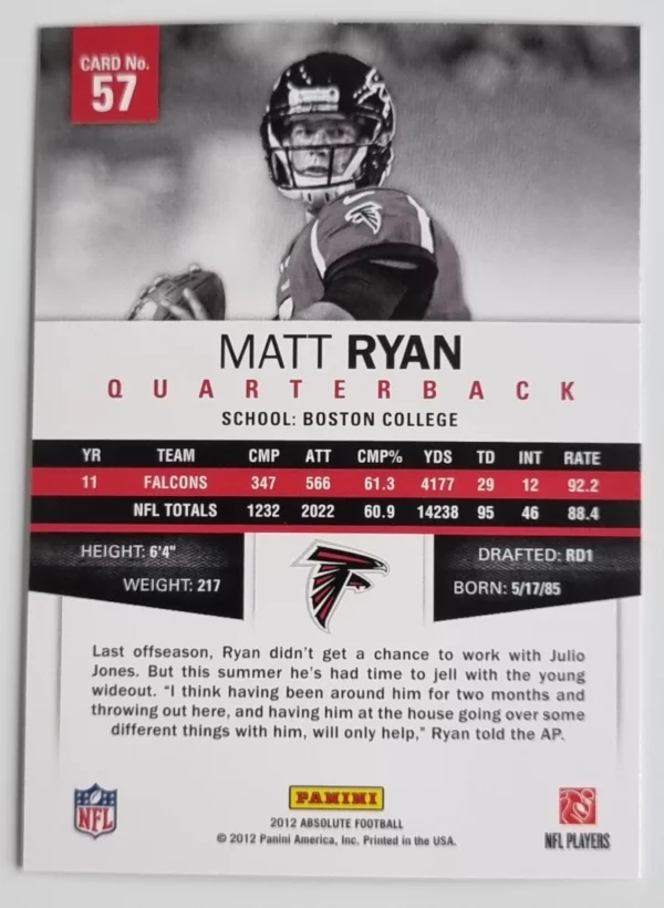 2012 Absolute Retail #57 Matt Ryan – Image 2
