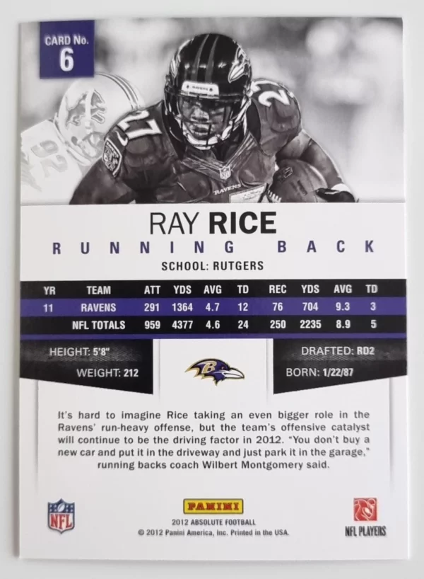 2012 Absolute Retail #6 Ray Rice – Image 2