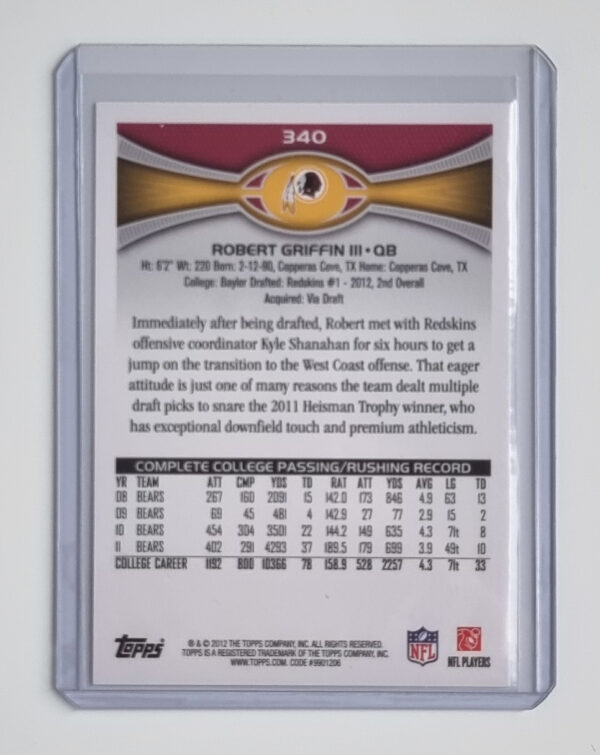 2012 Topps #340C Robert Griffin III FS – Image 2