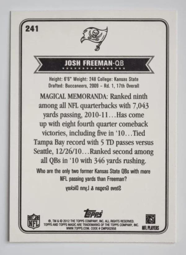 2012 Topps Magic #241 Josh Freeman – Image 2