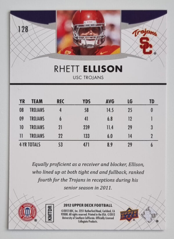 2012 Upper Deck #128 Rhett Ellison – Image 2