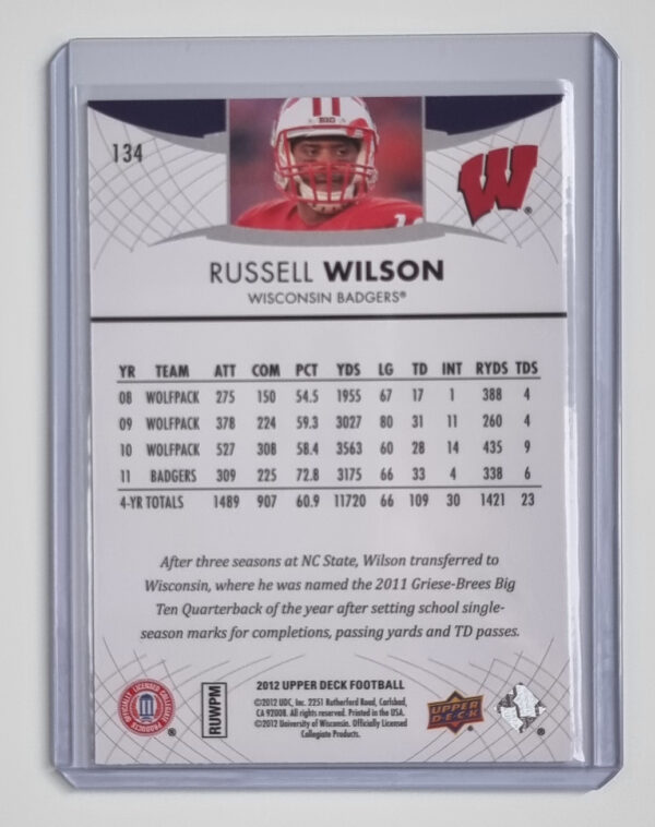 2012 Upper Deck #134 Russell Wilson – Image 2