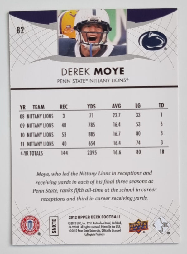 2012 Upper Deck #82 Derek Moye – Image 2