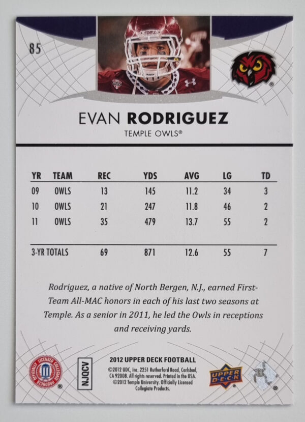 2012 Upper Deck #85 Evan Rodriguez – Image 2